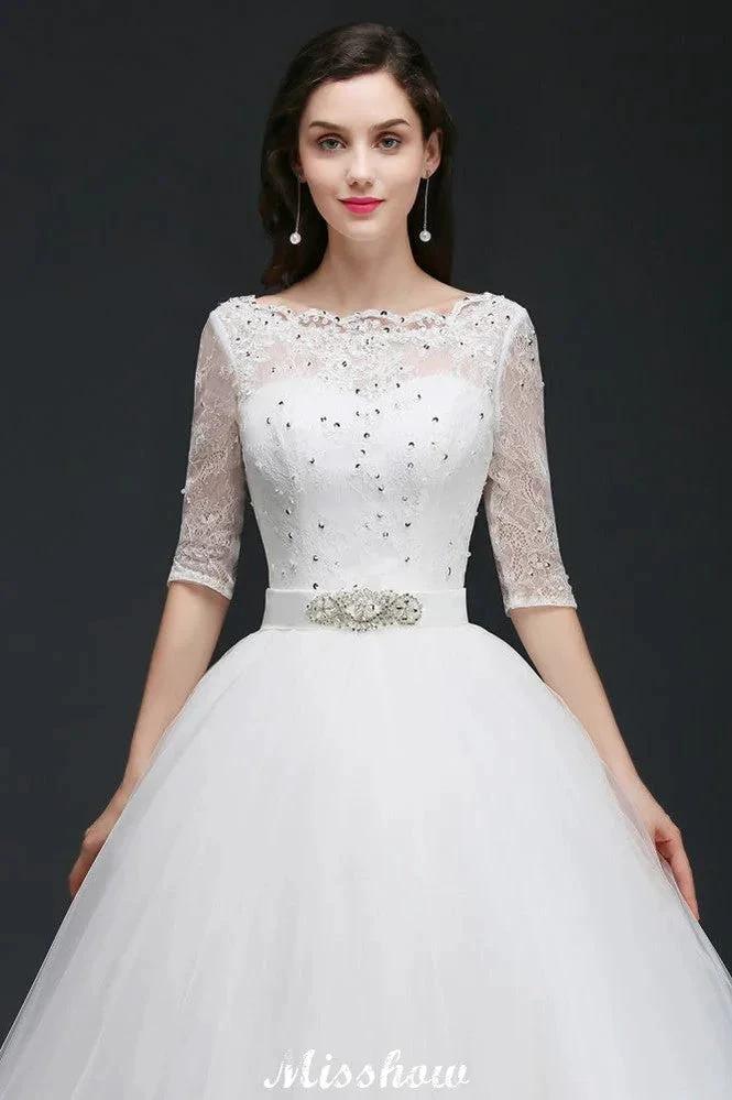 Ball Gown Floor Length Tulle Glamorous Wedding Dresses with Lace (ZD13936)
