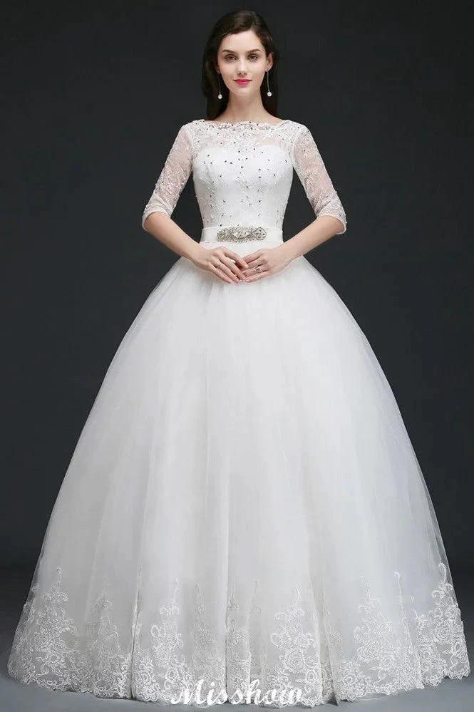 Ball Gown Floor Length Tulle Glamorous Wedding Dresses with Lace (ZD13936)