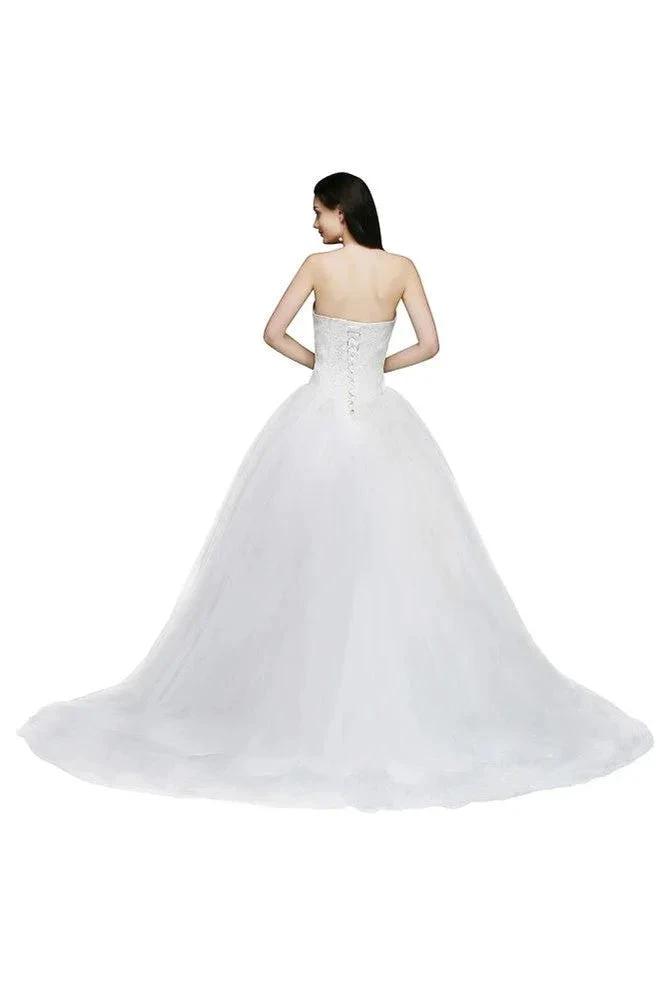 Ball Gown Lace Sweetheart Tulle Wedding Dress (ZD13949)