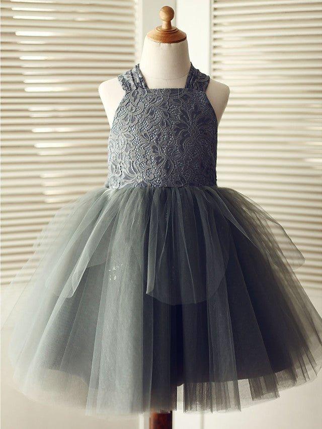 Ball Gown Lace Tulle Wedding Birthday Pageant Flower Girl Dresses - VelvetHem