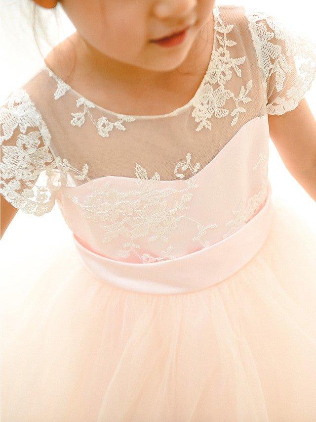 Ball Gown Lace Tulle Wedding Birthday Pageant Flower Girl Dresses - View 4 | VelvetHem