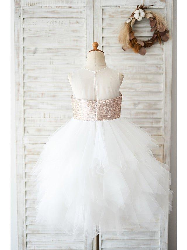 Ball Gown Tulle Sequined Sleeveless Jewel Neck Wedding Birthday Flower Girl Dresses - View 2 | VelvetHem