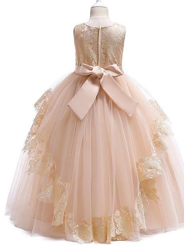 Ball Gown Tulle Sleeveless Jewel Neck Pageant Flower Girl Dresses - View 6 | VelvetHem