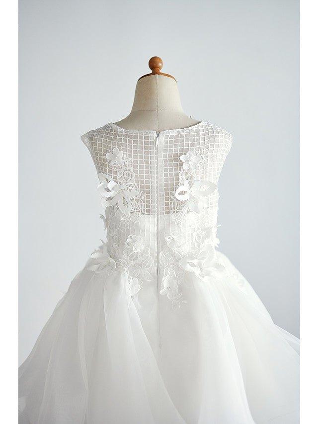 Ball Gown Tulle Sleeveless Jewel Neck Wedding Birthday Flower Girl Dresses - View 4 | VelvetHem