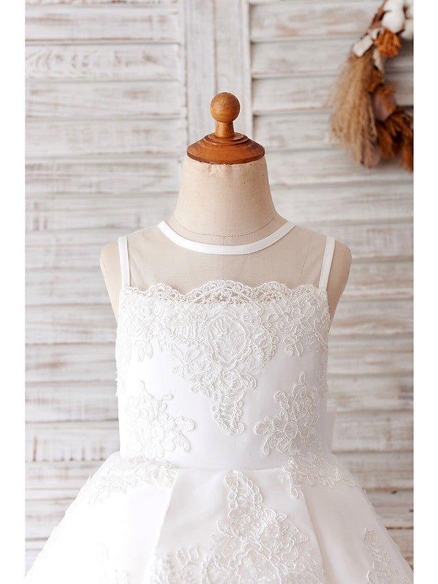 Ball Gown Tulle Sleeveless Jewel Neck Wedding Birthday Flower Girl Dresses