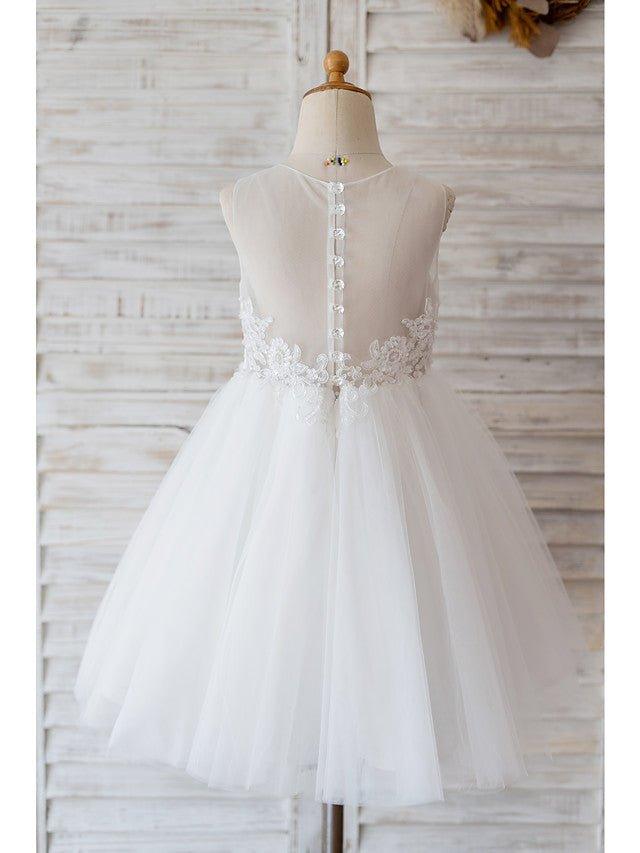 Ball Gown Tulle Sleeveless Jewel Neck Wedding Birthday Flower Girl Dresses - View 2 | VelvetHem