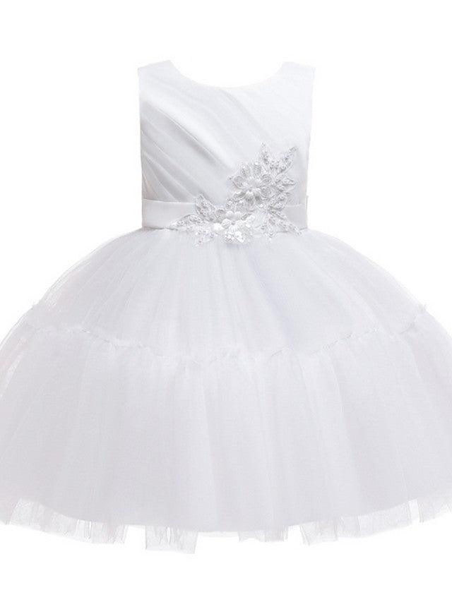 Ball Gown Tulle Sleeveless Jewel Neck Wedding Party Flower Girl Dresses - View 9 | VelvetHem