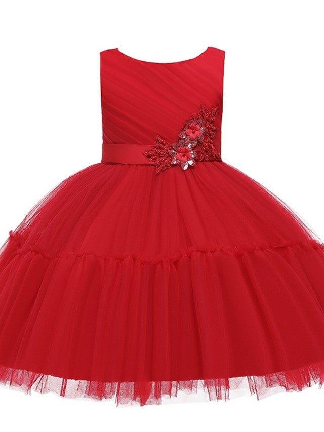 Ball Gown Tulle Sleeveless Jewel Neck Wedding Party Flower Girl Dresses - View 5 | VelvetHem