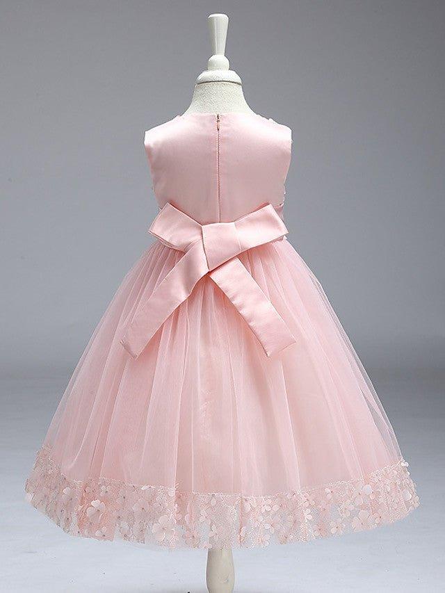 Ball Gown Tulle Sleeveless Jewel Neck Wedding Party Flower Girl Dresses With Bow - View 10 | VelvetHem