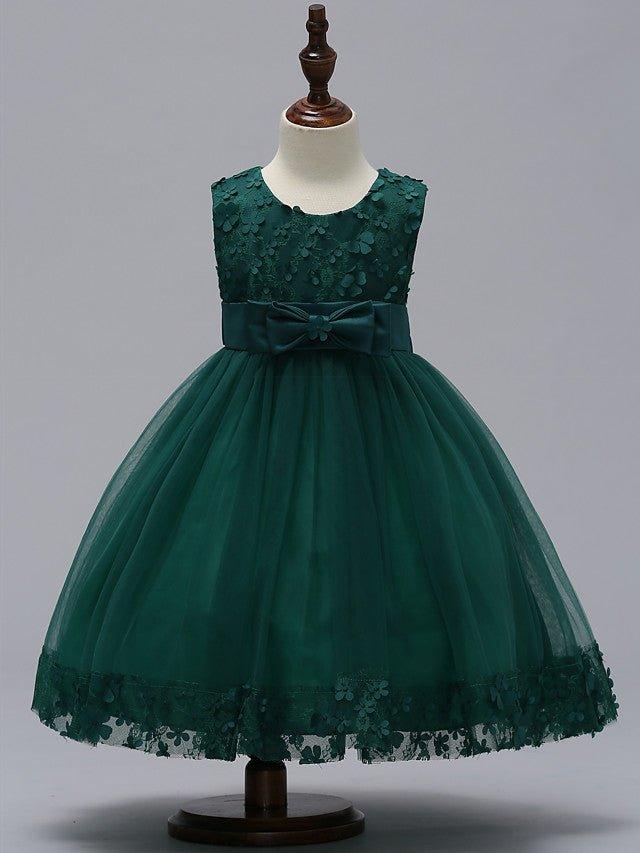 Ball Gown Tulle Sleeveless Jewel Neck Wedding Party Flower Girl Dresses With Bow - View 6 | VelvetHem