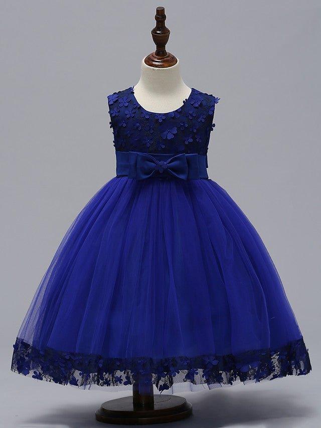 Ball Gown Tulle Sleeveless Jewel Neck Wedding Party Flower Girl Dresses With Bow - View 7 | VelvetHem