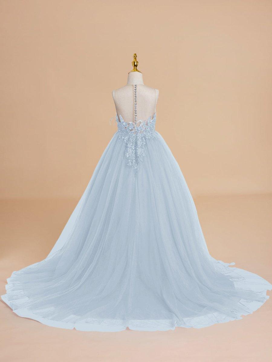 Ball-Gown/Princess Tulle Sweep Train Flower Girl Dress