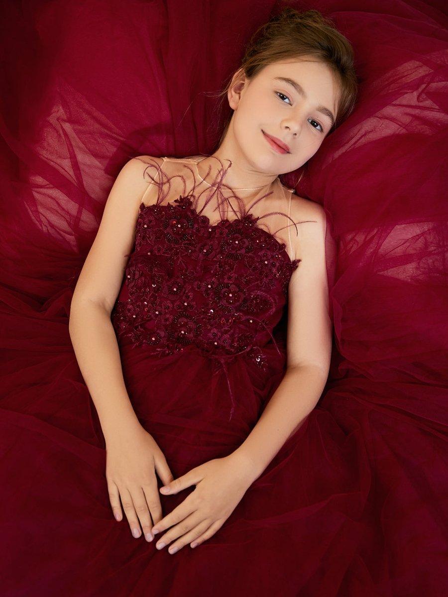 Ball-Gown/Princess Tulle Sweep Train Flower Girl Dress