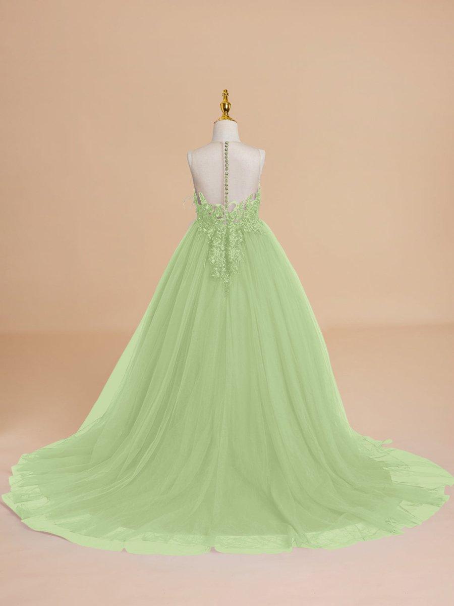 Ball-Gown/Princess Tulle Sweep Train Flower Girl Dress