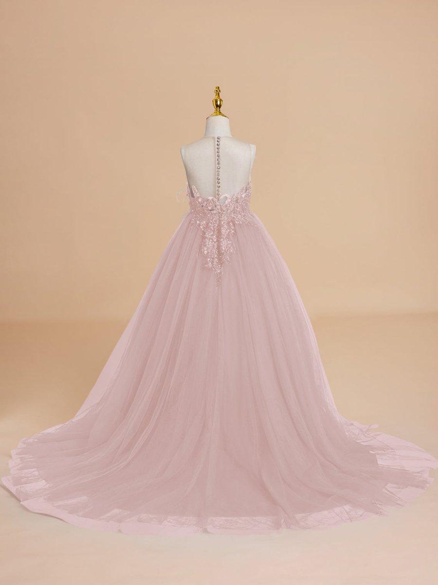 Ball-Gown/Princess Tulle Sweep Train Flower Girl Dress