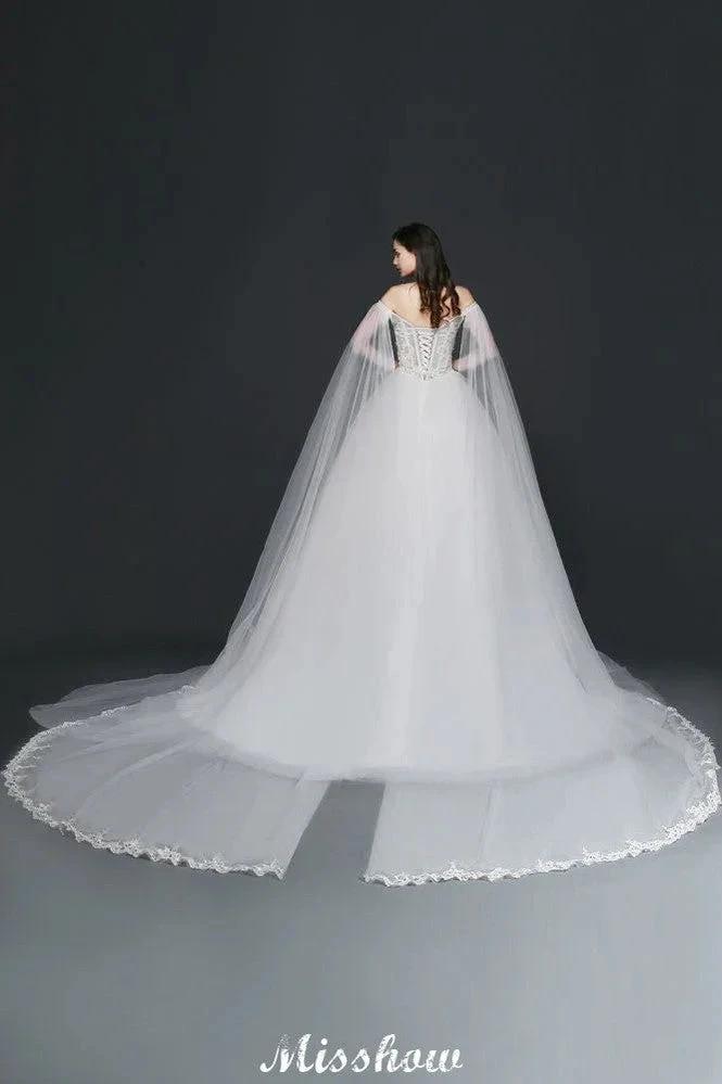 Ball Gowns Appliques Straps Tulle Elegant Wedding Dresses (ZD13947)