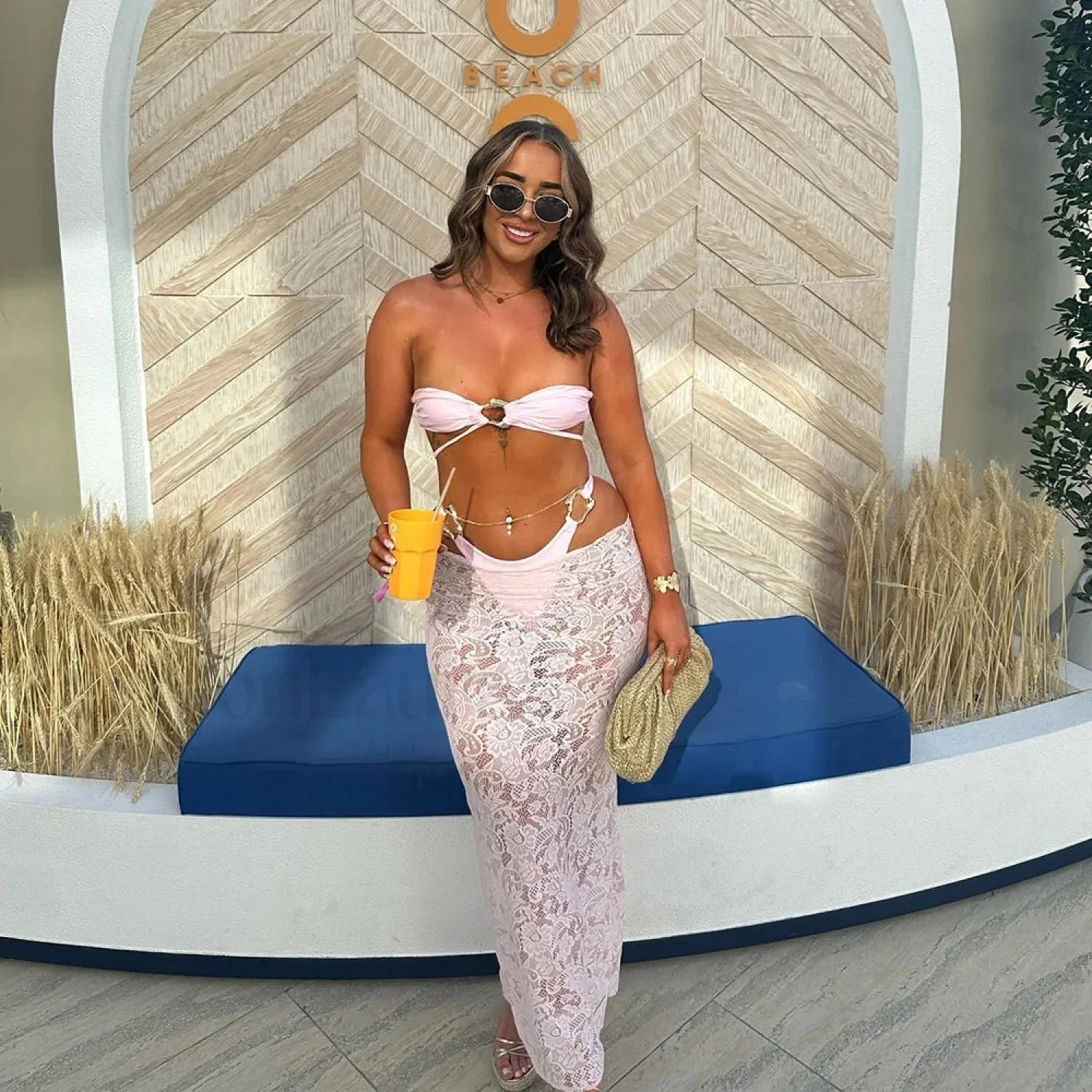 Bandeau Long Dress Bikini Three Piece Set