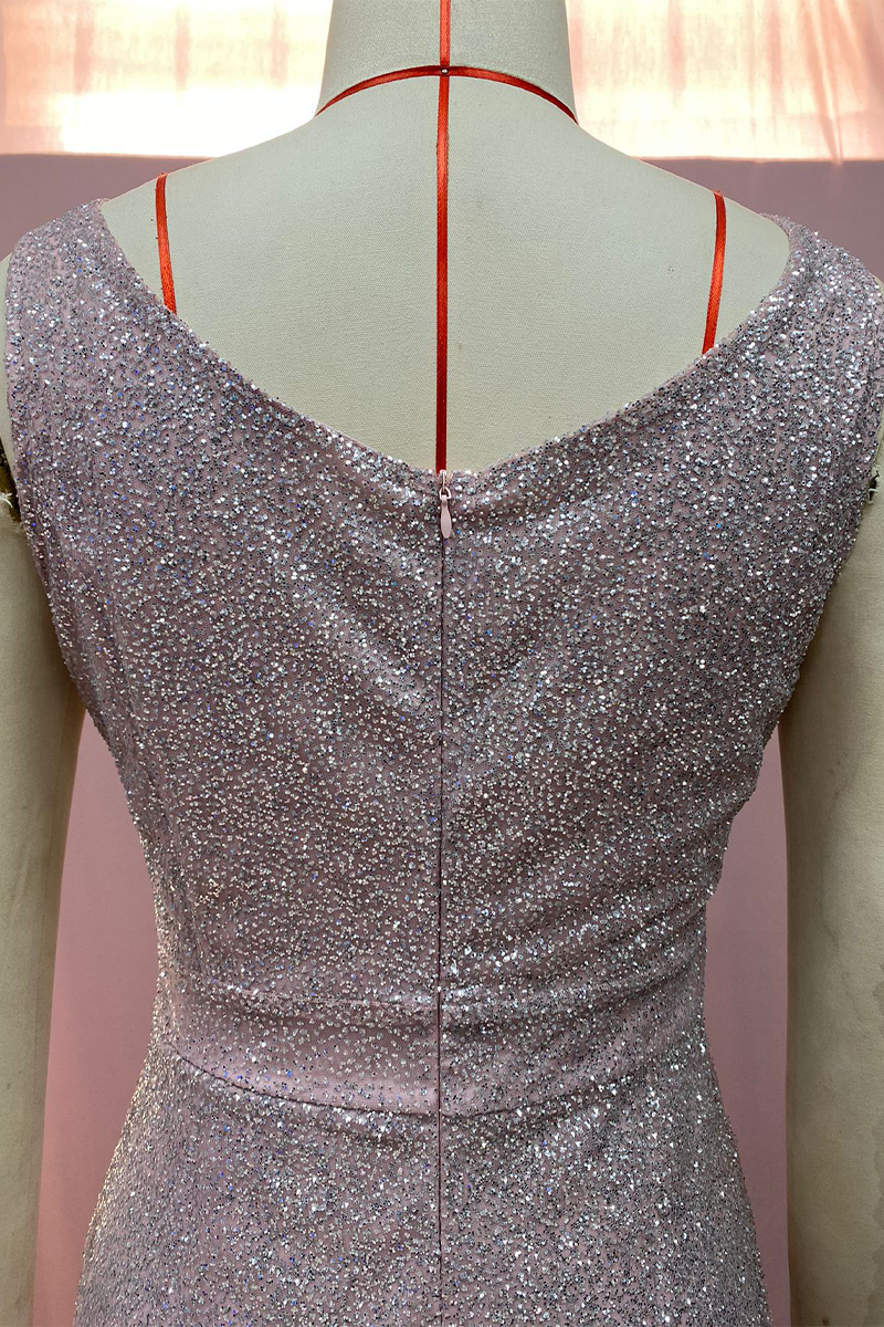 Sexy Gradient Sequined V Neck Evening Dresses - View 9 | VelvetHem