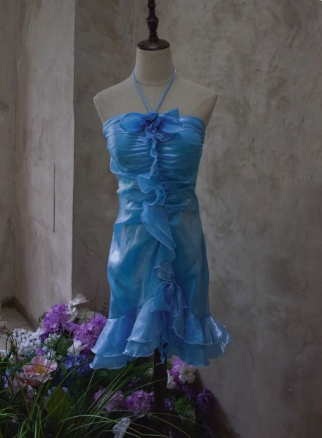 Halterneck Ruffle Birthday Dress Homecoming Dress