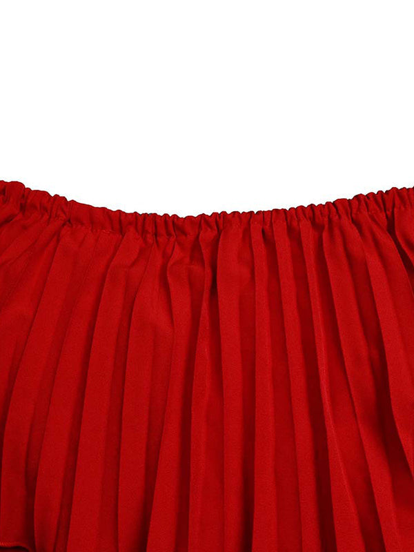 Wrap Pleated Solid Color Off-The-Shoulder Evening Dresses - View 15 | VelvetHem