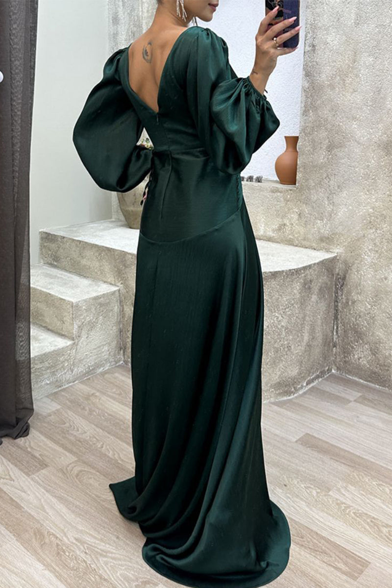 Elegant Formal Solid Fold V Neck Evening Dresses(3 Colors) - View 8 | VelvetHem