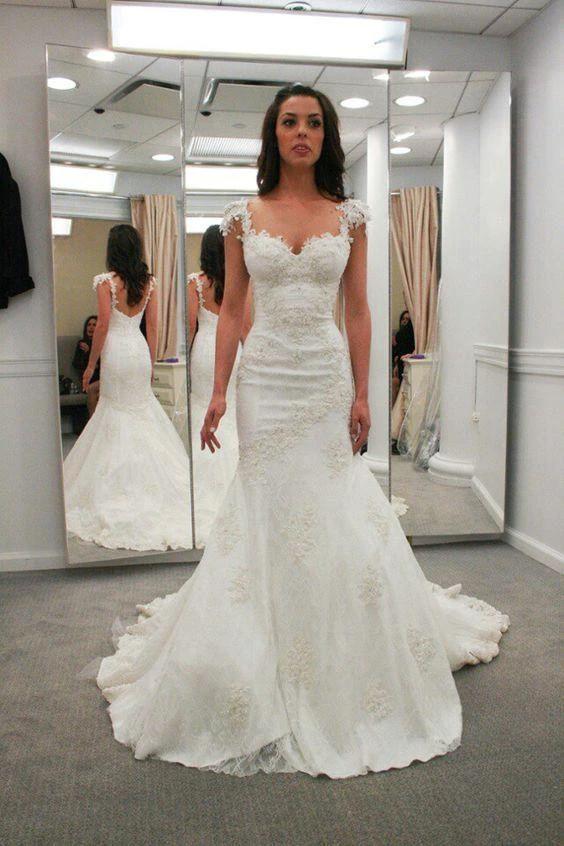 Beach Long Mermaid Sweetheart Backless Satin Lace Wedding Dress (ZD15865) - VelvetHem