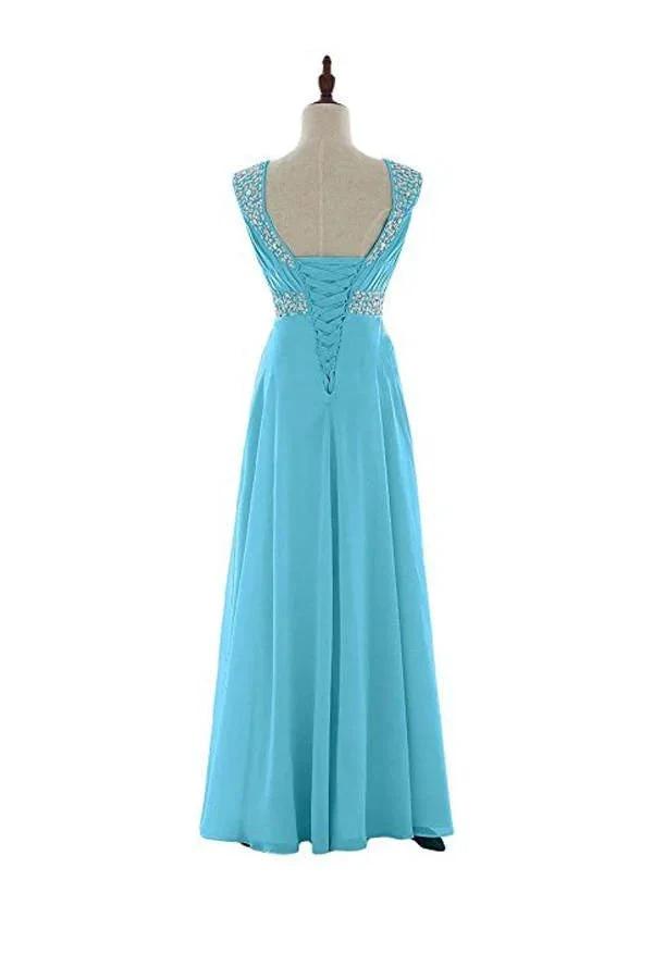 Beaded Chiffon Prom Dresses 2016 Long Bridesmaid Party Dresses (ZD13189)