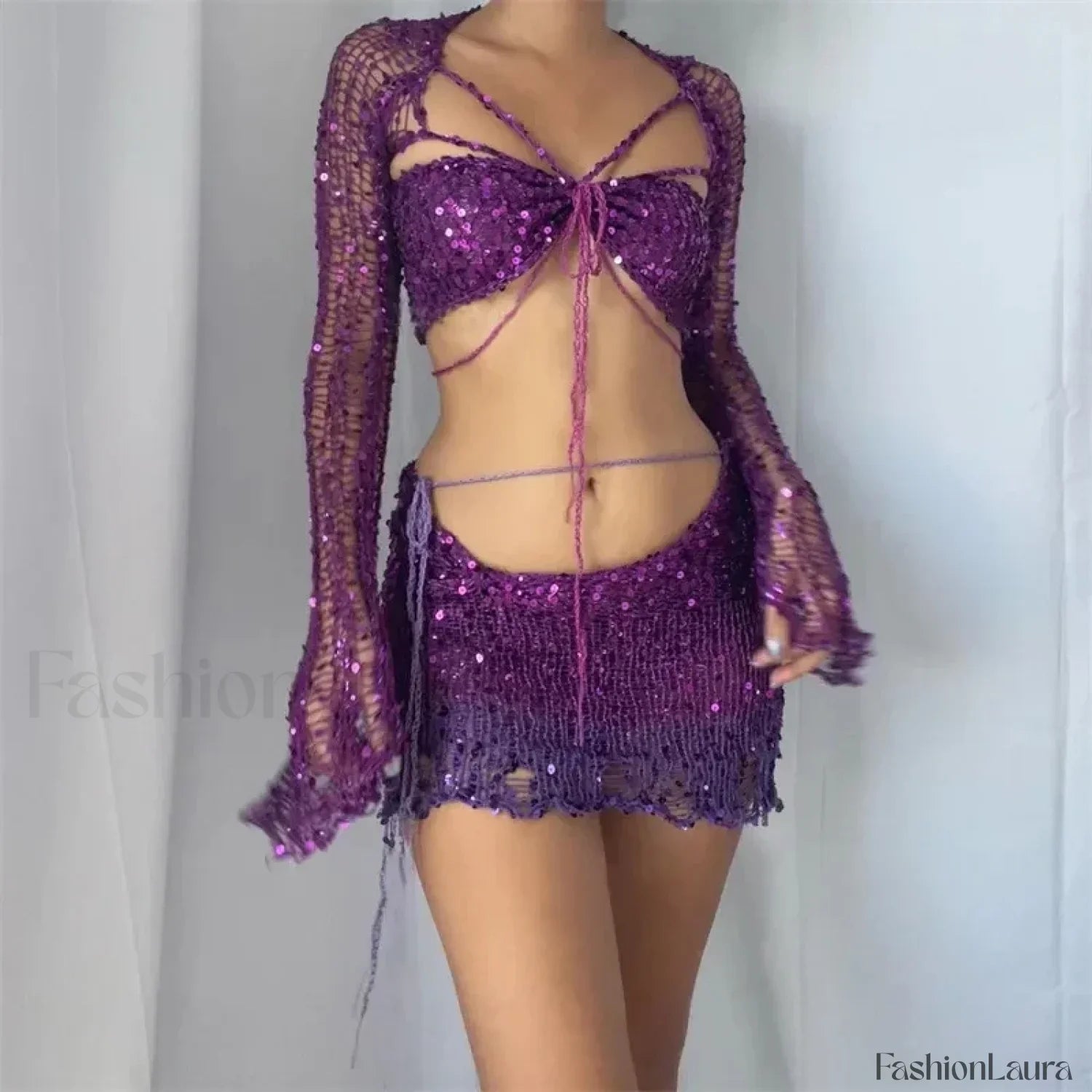 Beaded Knit Set Mini Dress