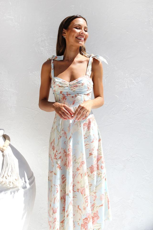 Yamel Minimalist Printed Midi Dress with Straps Premium Wardrobe Essential