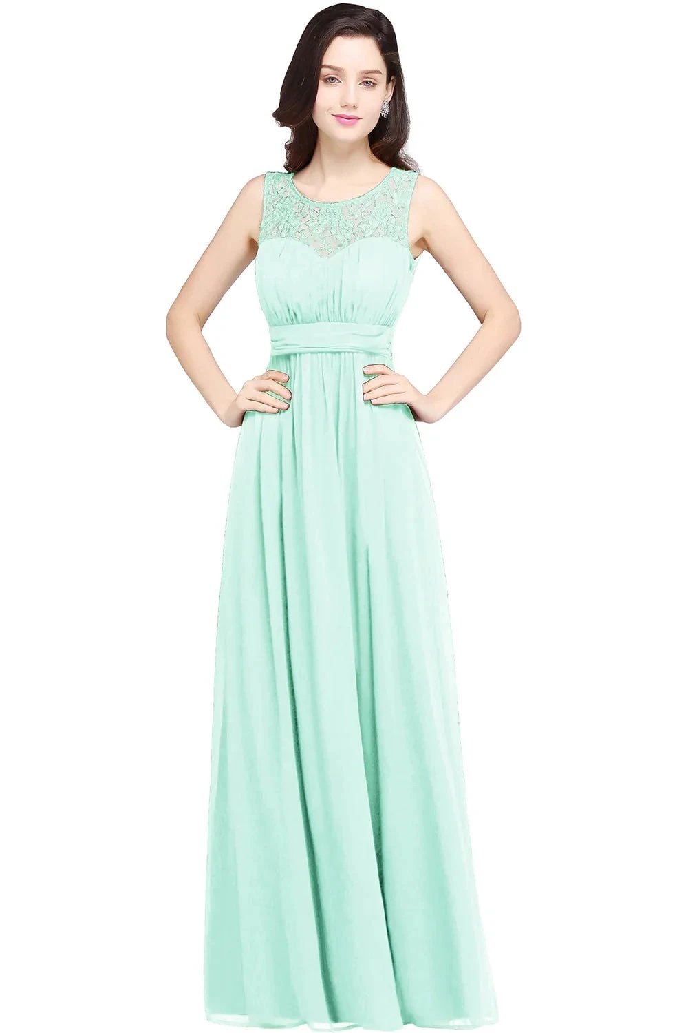 Beautiful A-Line Scoop Sleeveless Chiffon Bridesmaid Dresses by misshow.com
