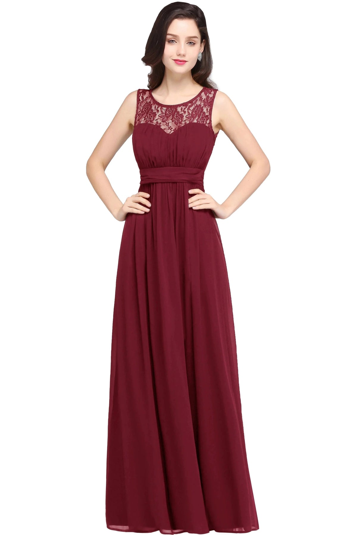 Beautiful A-Line Scoop Sleeveless Chiffon Bridesmaid Dresses by misshow.com