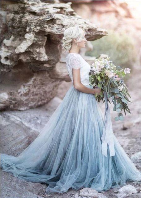 Beautiful lace Top Short Sleeves Prom Dress A Line Wedding Dresses (ZD15336)