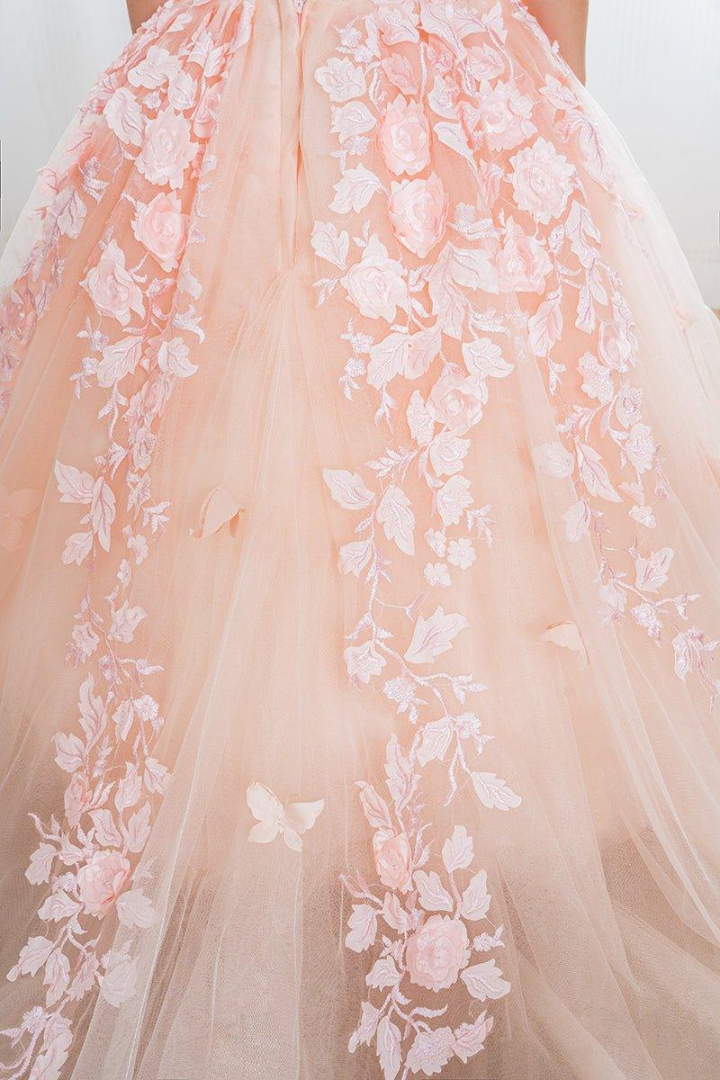 Beautiful Long Ball Gown Tulle Appliques Lace Flower girl dress - View 6 | VelvetHem