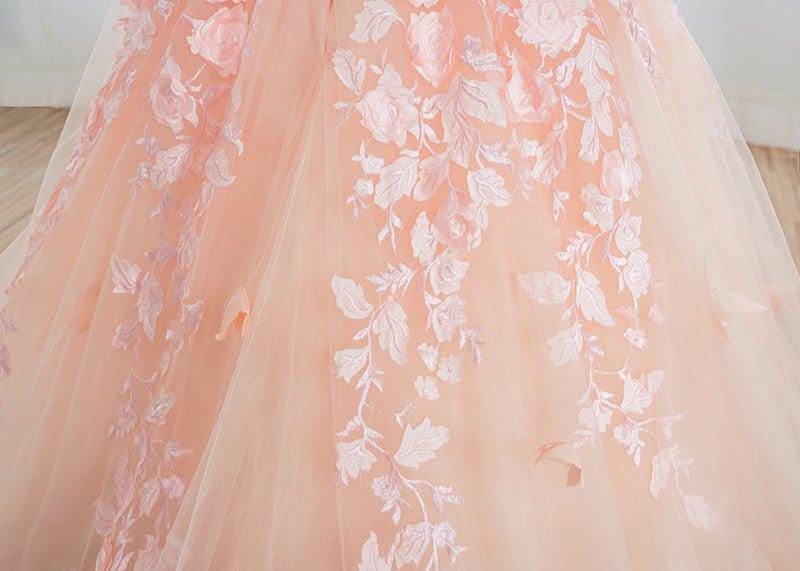 Beautiful Long Ball Gown Tulle Appliques Lace Flower girl dress - View 4 | VelvetHem