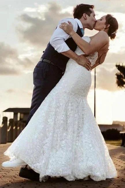 Beautiful Long Mermaid Sleeveless Wedding Dresses With Lace (ZD14494) - View 3 | VelvetHem
