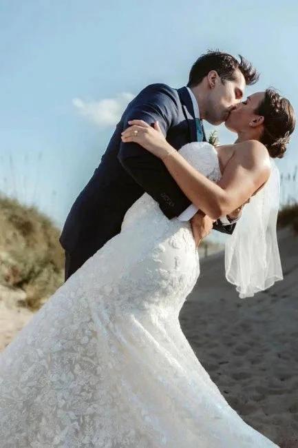 Beautiful Long Mermaid Sleeveless Wedding Dresses With Lace (ZD14494)