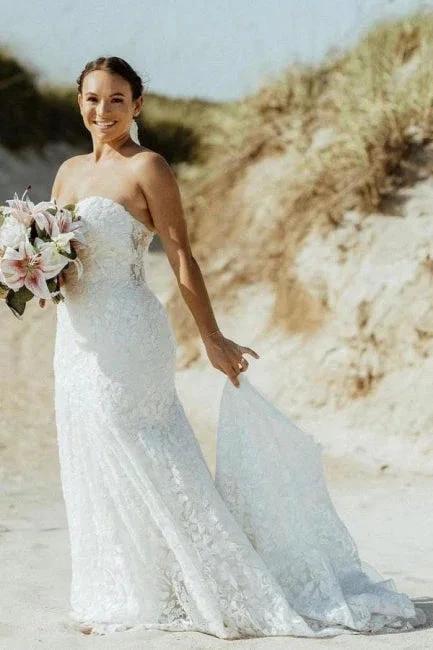 Beautiful Long Mermaid Sleeveless Wedding Dresses With Lace (ZD14494) - VelvetHem