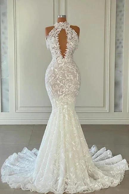 Beautiful Long Mermaid Sleeveless Wedding With Dresses Lace (ZD15607)
