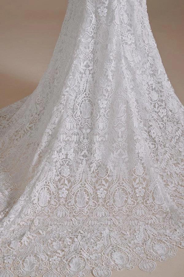 Beautiful Long Mermaid Sweetheart Lace Wedding Dresses with Detachable Sleeves (ZD14351)