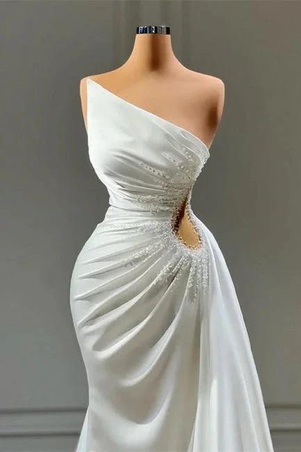 Beautiful Long White A-line Sleeveless Beading Wedding Dresses (ZD14947)