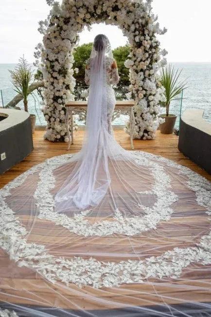 Beautiful Long White Mermaid Off-the-shoulder Lace Glitter Wedding Dress with Long Sleeves (ZD16646)