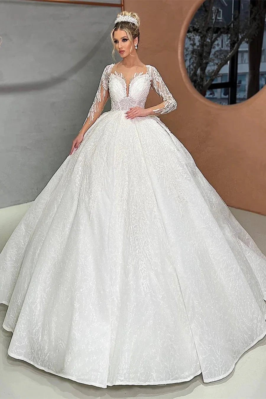 Beautiful Long White Sweetheart Ball Gown Wedding Dress With Applique (ZD14933) - VelvetHem