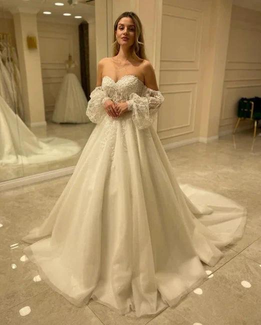Beautiful Off-the-shoulder A-Line Wedding Dresses with Lace (ZD14704)