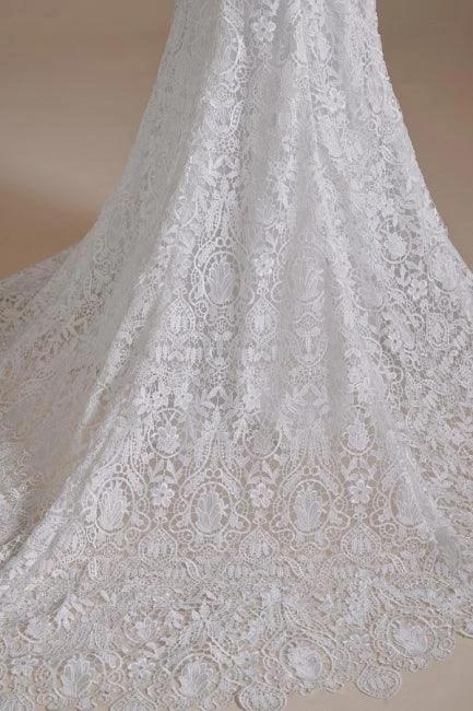 Beautiful Off-the-shoulder Sleeveless Mermaid Floor-Length Lace Wedding Dresses with Applique (ZD14660) - View 7 | VelvetHem