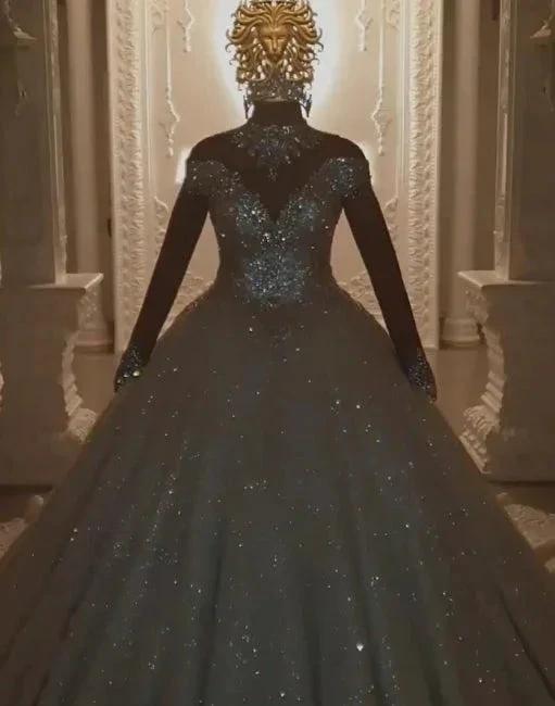 Beautiful Princess A-line Jewels Lace Wedding Dresses With Long Sleeves (ZD14829)