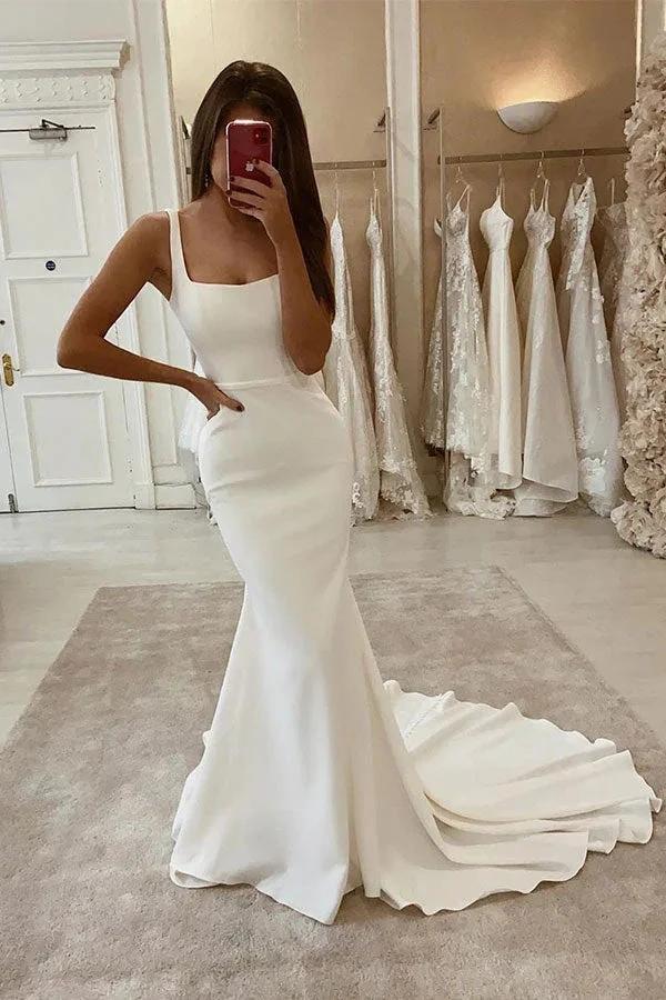 Beautiful Spaghetti-Straps Long Wedding Dress (ZD13820)