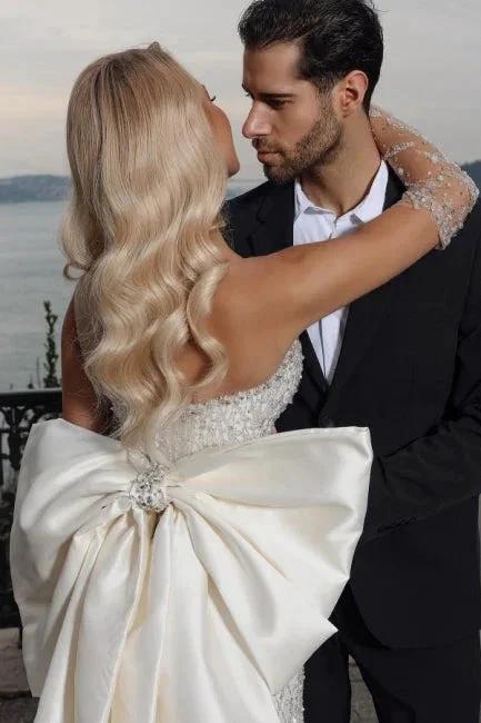 Beautiful Strapless Sweetheart Mermaid Wedding Dress with Chapel Train (ZD14891)