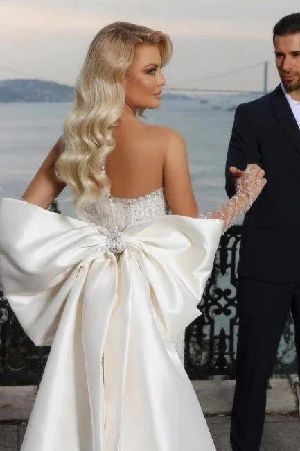 Beautiful Strapless Sweetheart Mermaid Wedding Dress with Chapel Train (ZD14891)