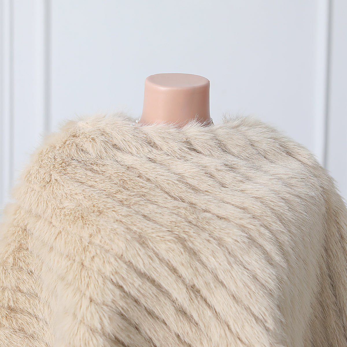 Beige Vertical Look Winter Wedding Shawl