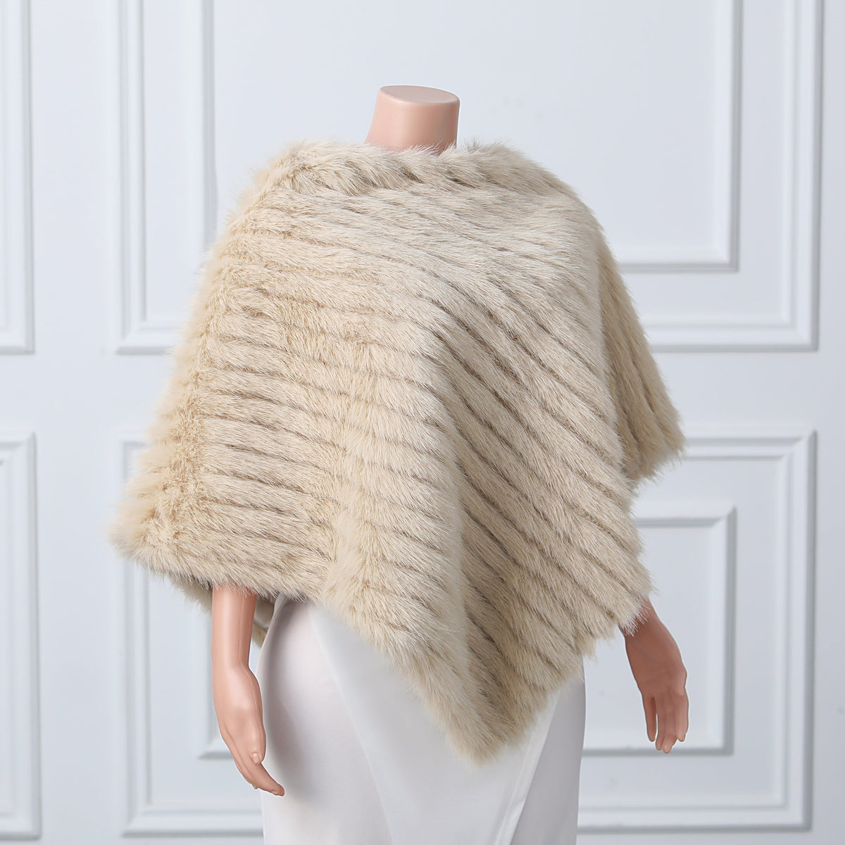 Beige Vertical Look Winter Wedding Shawl